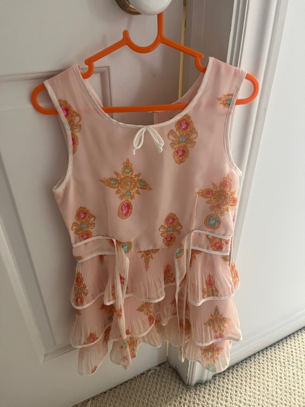 Kids Supertrash Pink Layered Ruffle Jewel-Print Dress